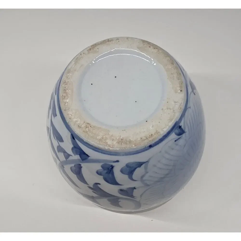 Blue White Floral Ceramic Cachepot Planter Jardiniere 5.25